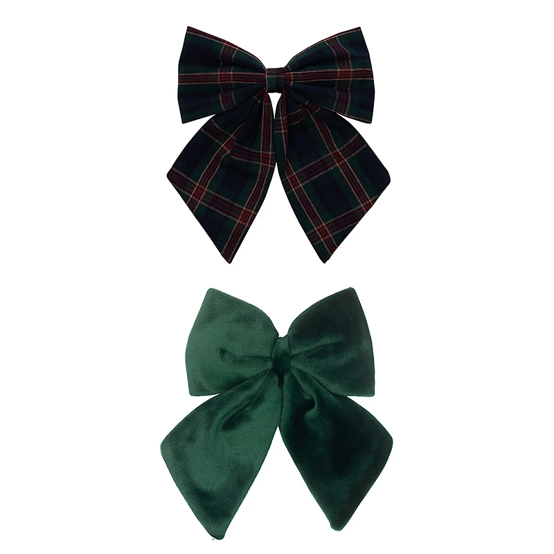 Tartan Agnes Bow Clips Green 2