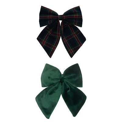 Tartan Agnes Bow Clips Green 2