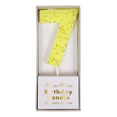 Yellow Number 7 Candle