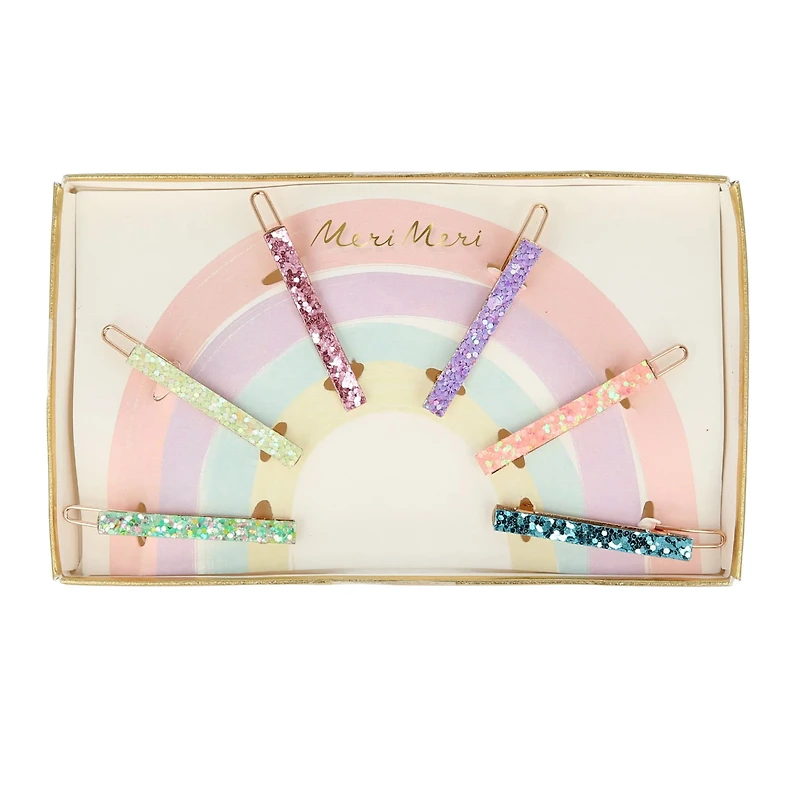 Glitter Rainbow Hair Clips (6)