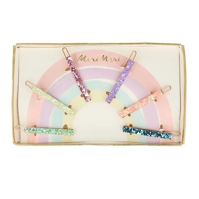 Glitter Rainbow Hair Clips (6)