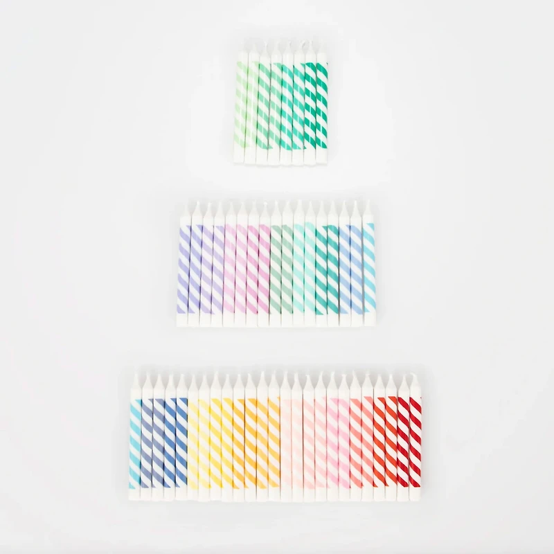 Rainbow Striped Mini Candles (50)