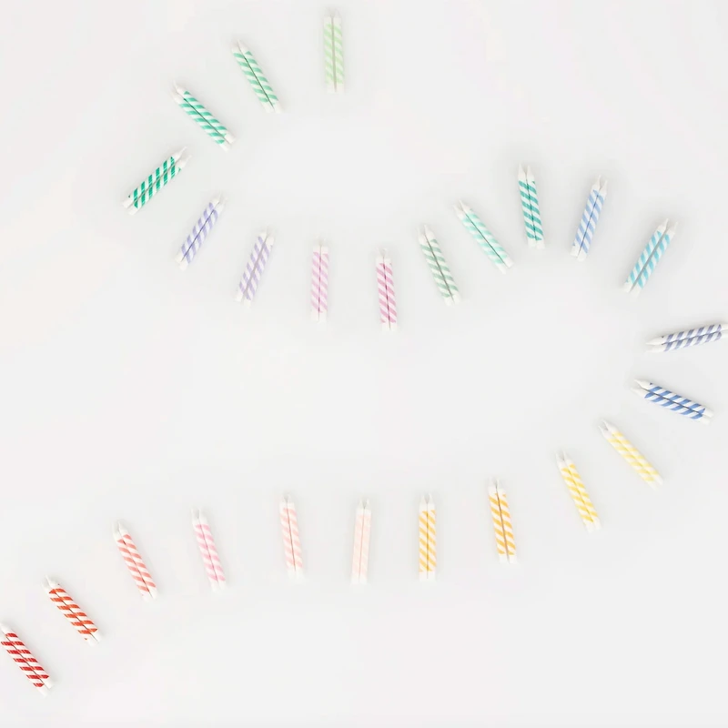 Rainbow Striped Mini Candles (50)
