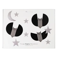 Halloween Large Bat, Stars & Moon Hanging Decorations (x 7)