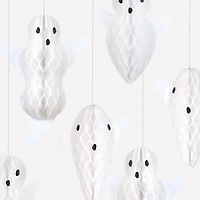 Hanging Honeycomb Ghost Decorations (x 6)