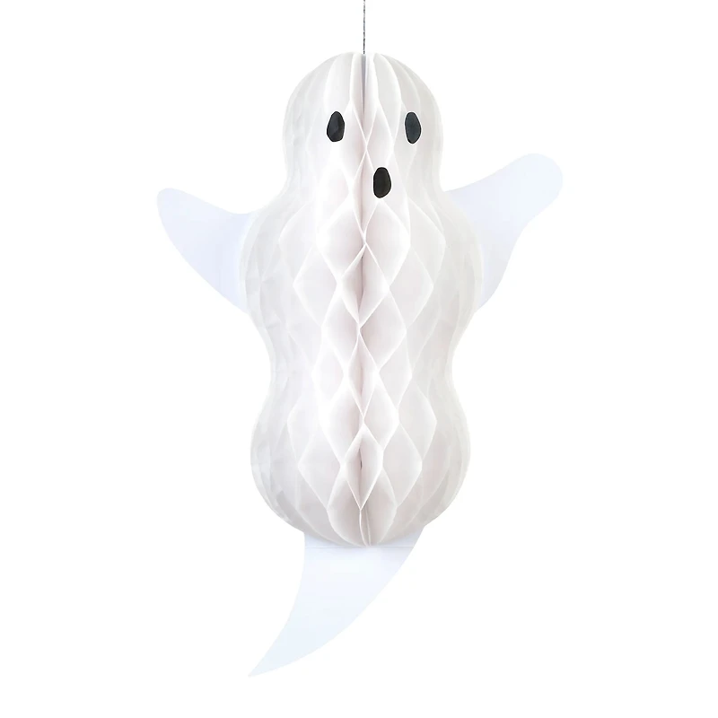 Décorations de fantômes suspendues en papier alvéolé (x 6)