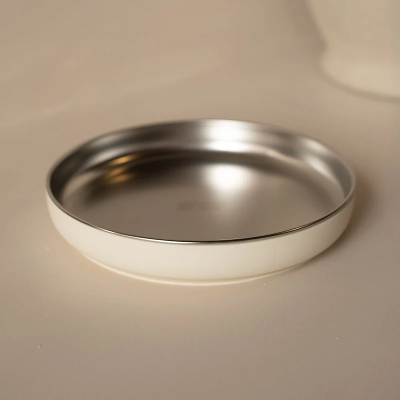 Assiette Stainless/silicone - Blanc Crème