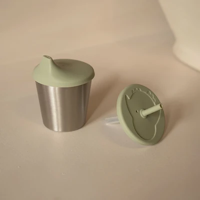 Gobelet 2en1 Stainless/Silicone - Vert Tendre