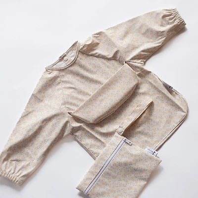 Bavoir Manche Longue Poche Intégrée 6-24m - Fleurs Jaune