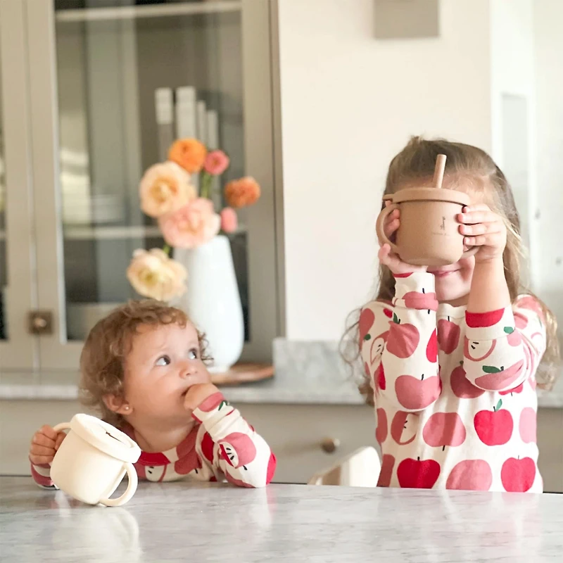 Tasse d'apprentissage 2-en-1 pour collation et liquide - Crème