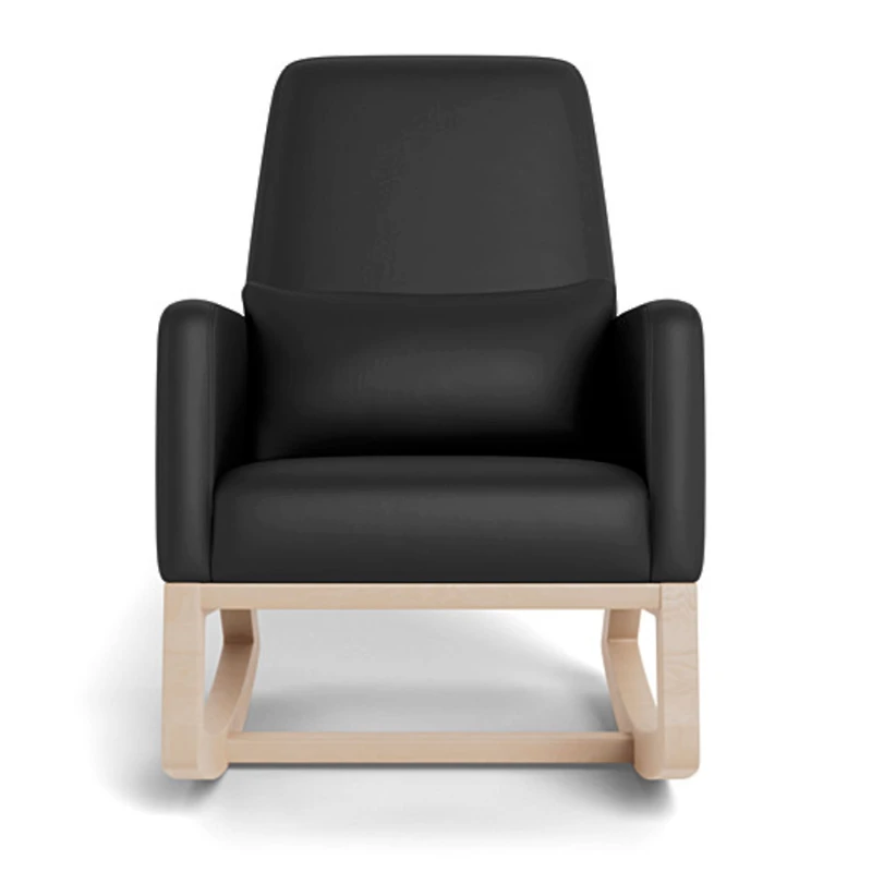 Joya Rocking Chair - Black Leather / Natural Wood