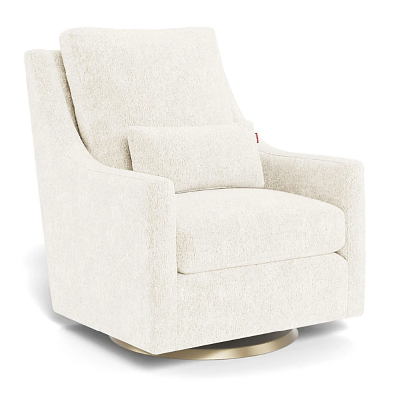 Vera Rocking and Swivel Chair - White Faux Sheepskin / Gold