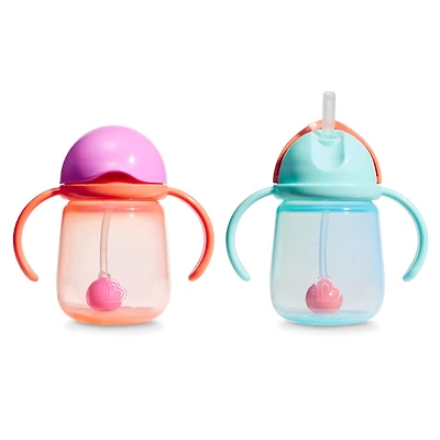 Gobelets d’Apprentissage Any Angle à Paille Lestée 7 oz (2) - Corail/Menthe