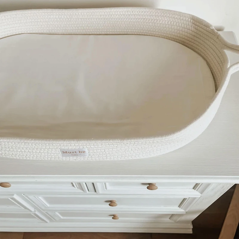 Panier à Langer en coton et Matelas - Meringue