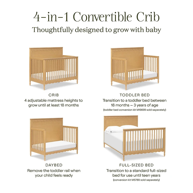 Ambrosia 4-in-1 Convertible Crib - Honey