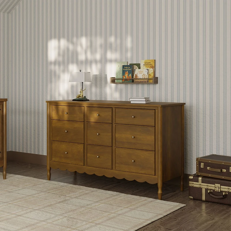 Commode 9 Tiroirs Ambrosia - Naturel Noyer