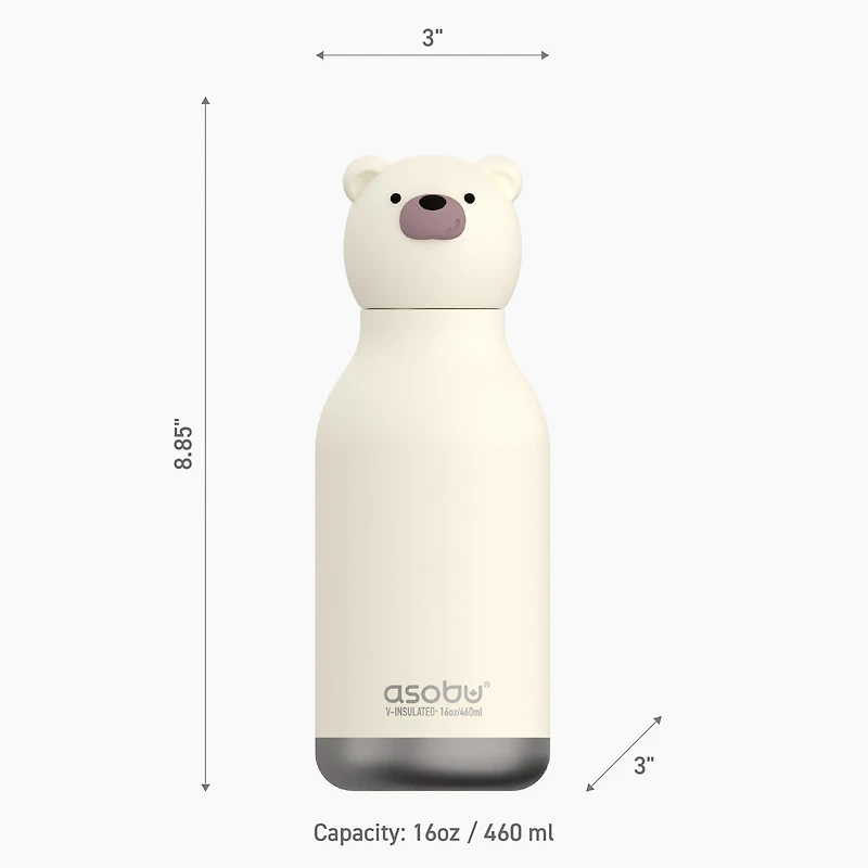 Bestie Animal Bottle 16 oz - Polar Bear