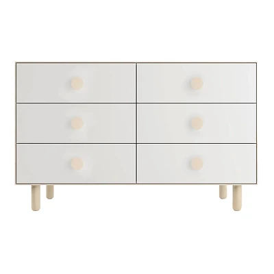 Commode 6 Tiroirs Dot - Blanc/ Naturel