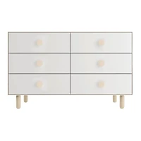 Commode 6 Tiroirs Dot - Blanc/ Naturel