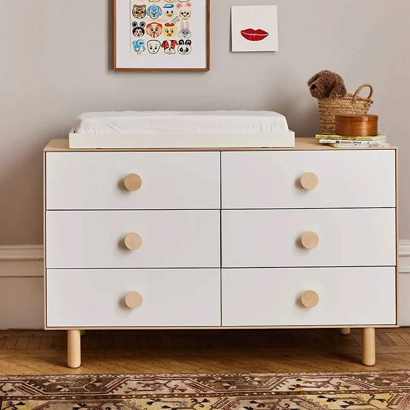 Dot 6 Drawer Dresser - Whte/ Natural