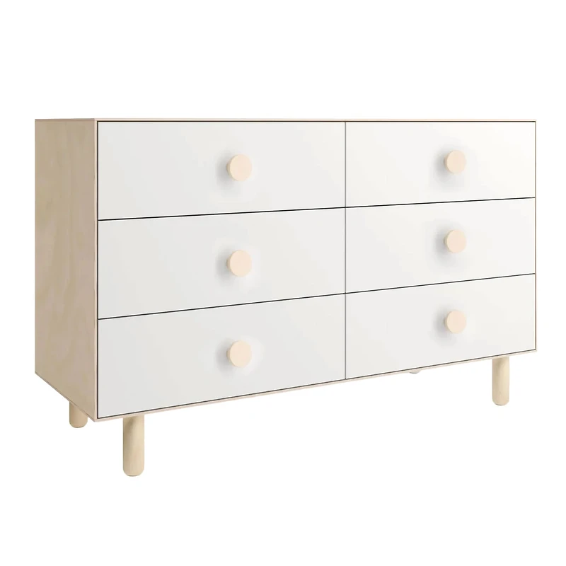 Dot 6 Drawer Dresser - Whte/ Natural