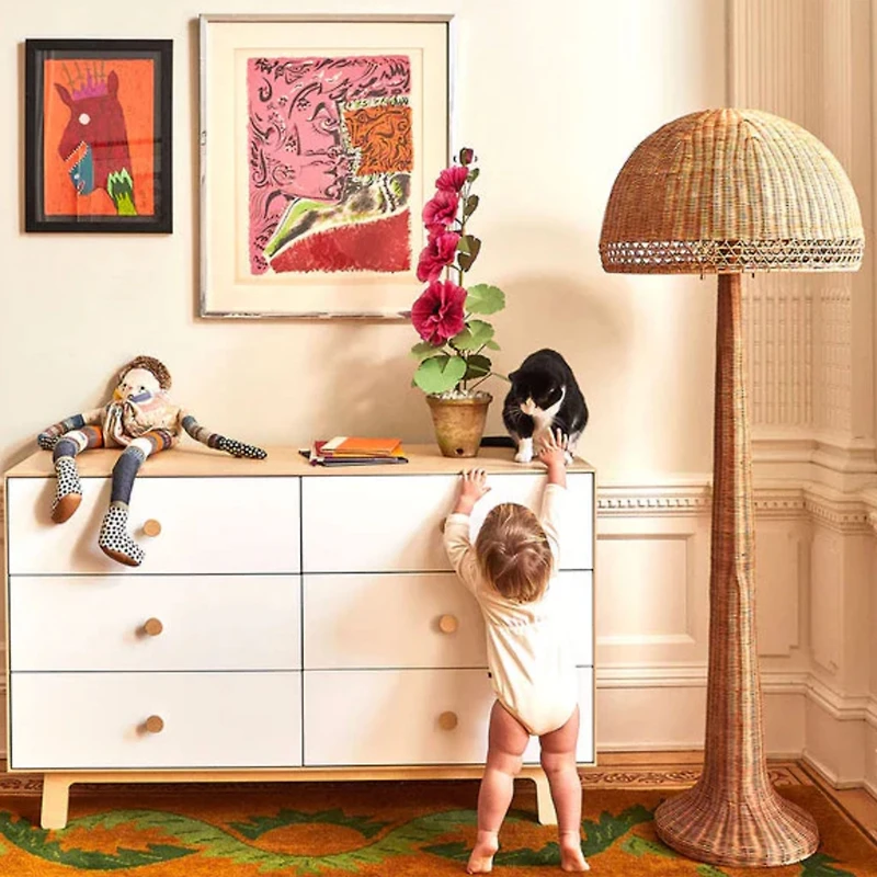 Commode 6 Tiroirs Blanc/ Naturel