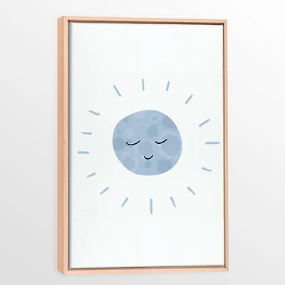 Toile avec Cadre en Bois Naturel - Lune