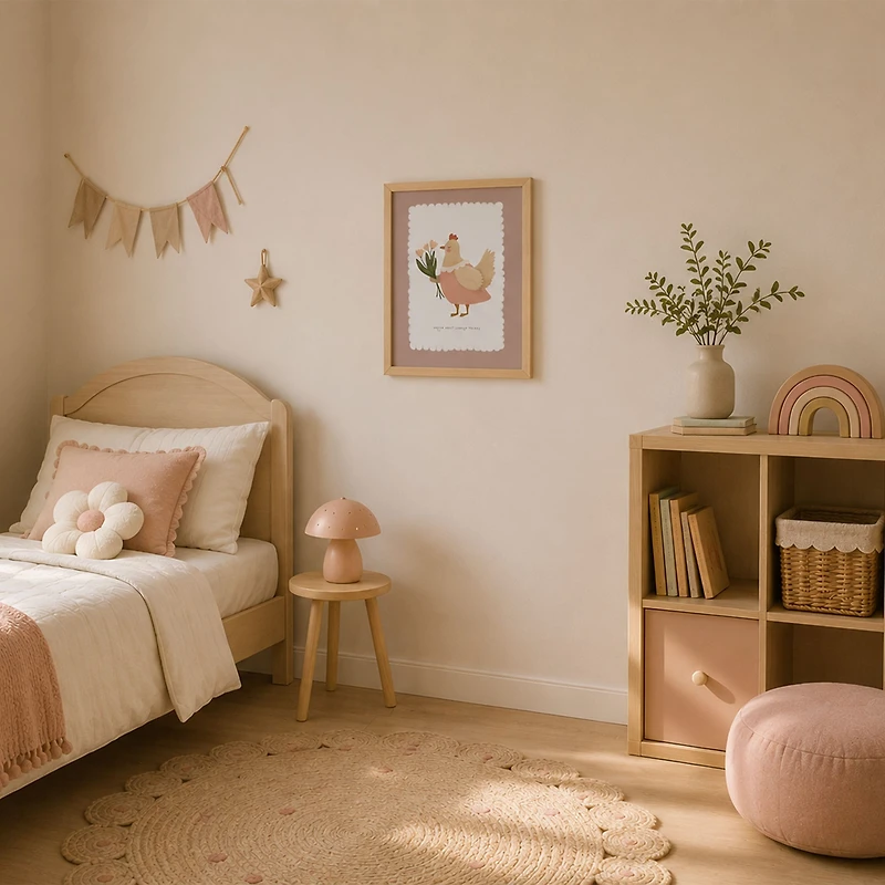 Canvas + Cadre Naturel - Poule