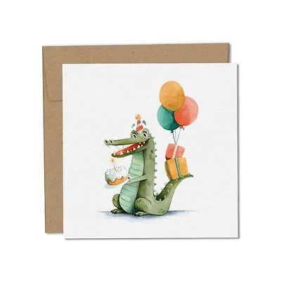Mini Carte de Souhait de Fête - Rocco le Crocodile