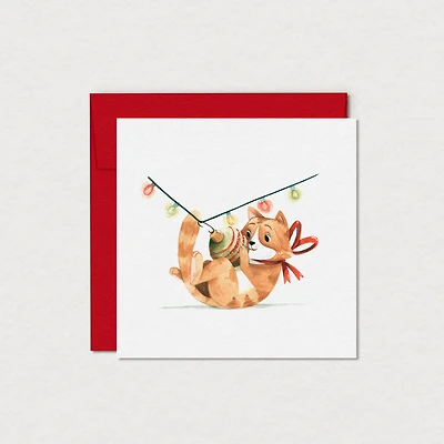 Mini Xmas Greeting Card - Cat