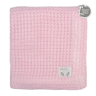 Couverture En Tricot de Bambou - Rose