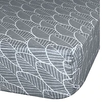 Baby Crib Fitted Sheet - Muslin Charcoal Leaves
