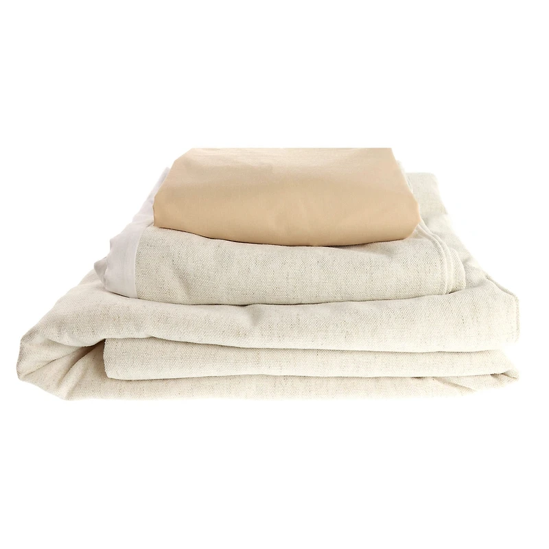Literie 3 Morceaux - Beige Aspect Lin
