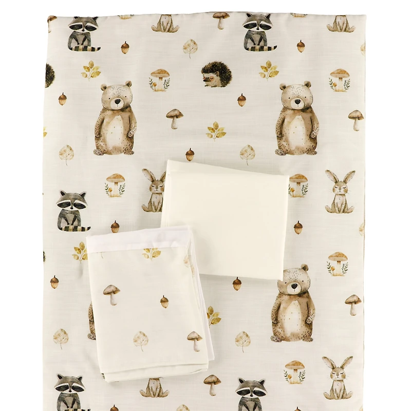 3piece Crib Bedding-dove Fores