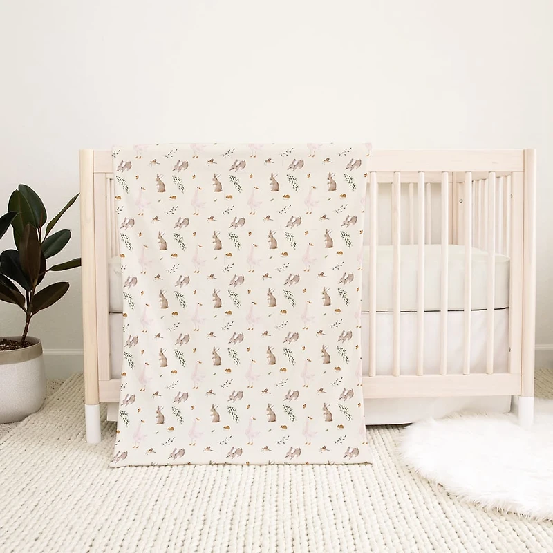 3-Piece Crib Bedding Set - Gooses and Rabbits