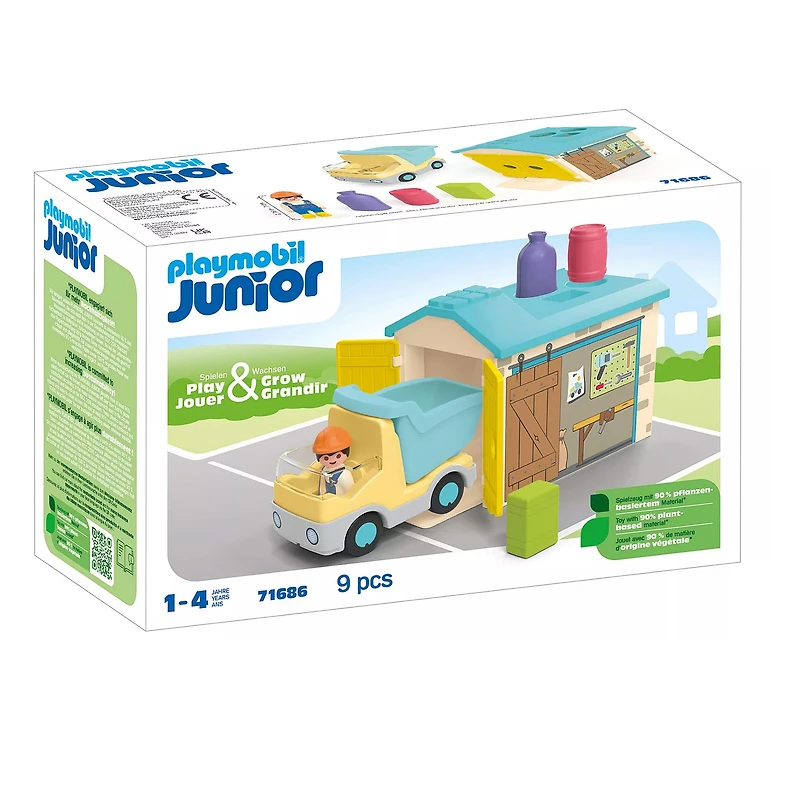 Ouvrier Avec Camion Et Garage