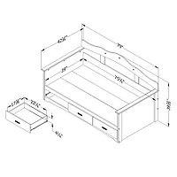 Tiara Twin Daybed with Storage - Pure White