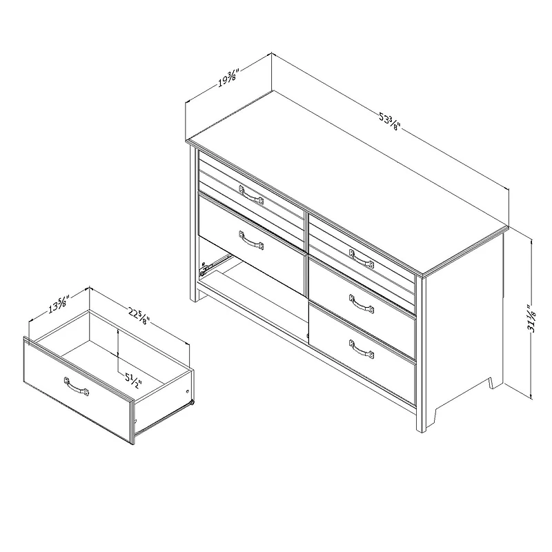 6-Drawer Double Dresser Ulysses - Blueberry