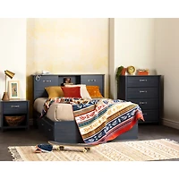 Tête de Lit Double Bibliothèque avec Portes Coulissantes Ulysses - Myrtille