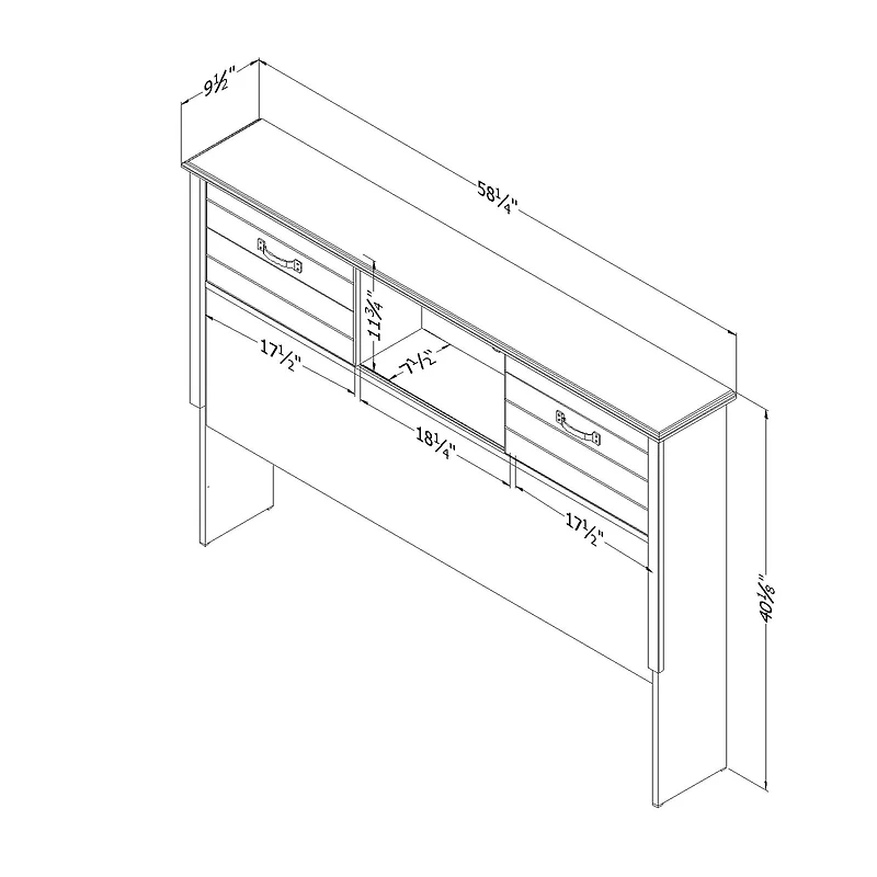 Bookcase Double Headboard with Doors