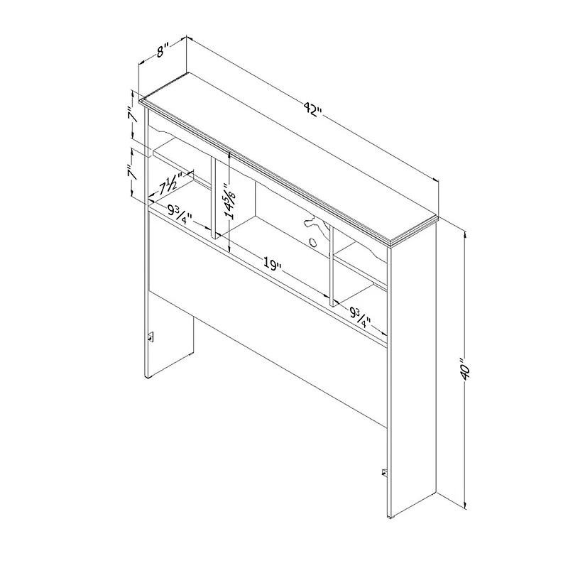 Tête de Lit Simple avec Bibliothèque - Aviron Myrtille