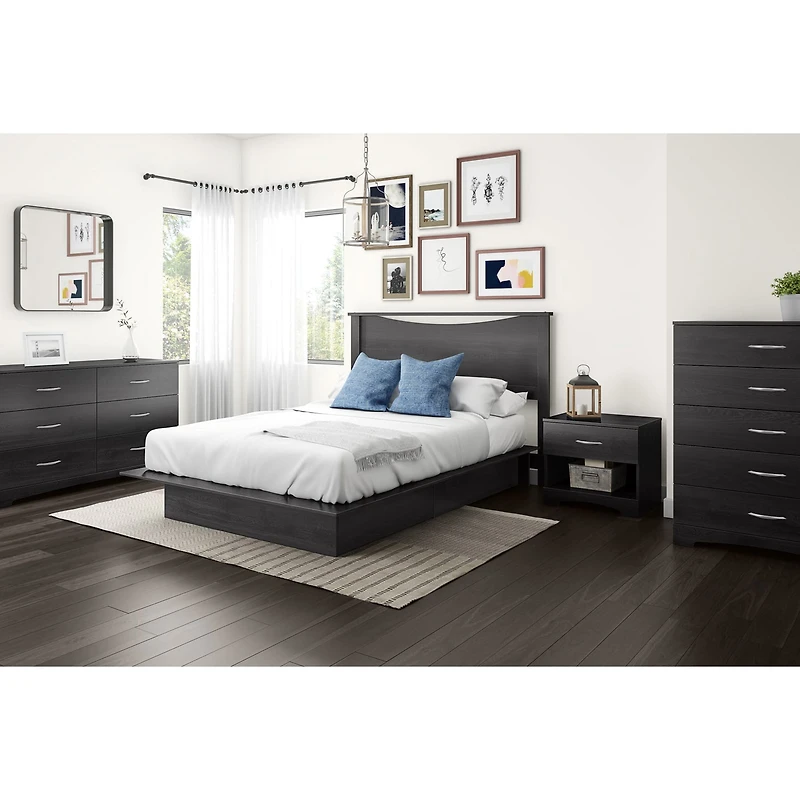 Step One Double / Queen Platform Bed - Grey Oak