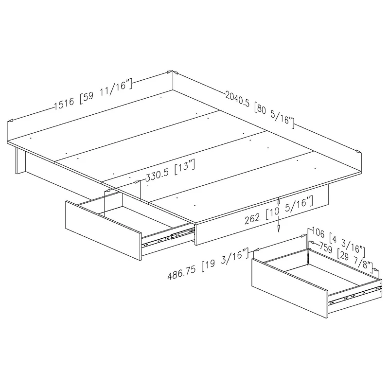 Step One Double / Queen Platform Bed - Grey Oak
