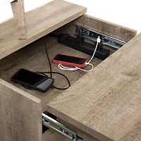 Table de Nuit avec Station de chargement - Versa Chêne Vieilli