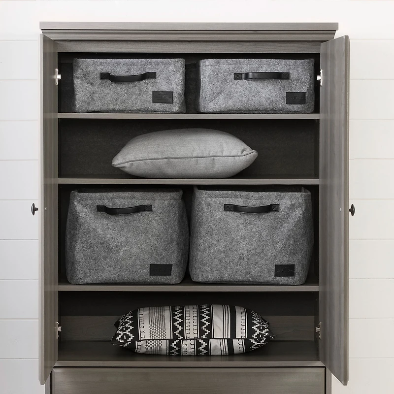 Armoire de Rangement 2 Portes - Versa Érable Cendré