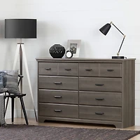 Commode Double 8 Tiroirs - Versa Érable Cendré