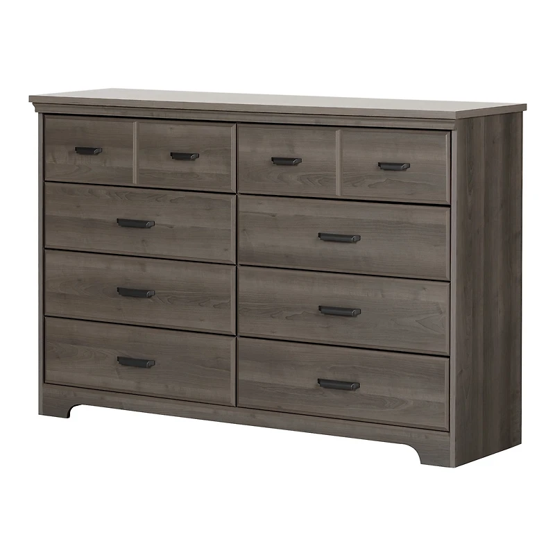 Commode Double 8 Tiroirs - Versa Érable Cendré
