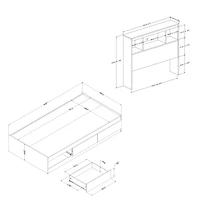 Twin Mates Bed With Bookcase Headboard Set - Reevo Pure White