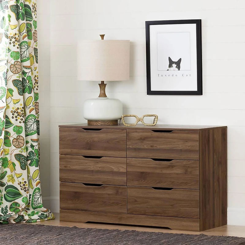 Chest with 6 Drawers Holland - Noyer Naturel 