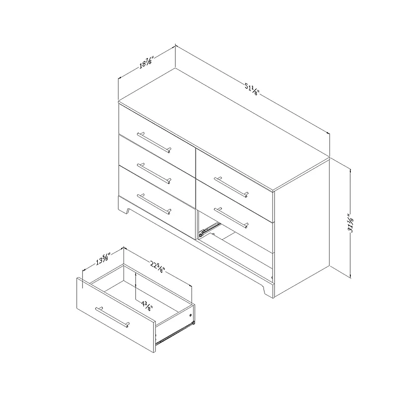 6-Drawer Double Dresser - Primo Rustic Oak